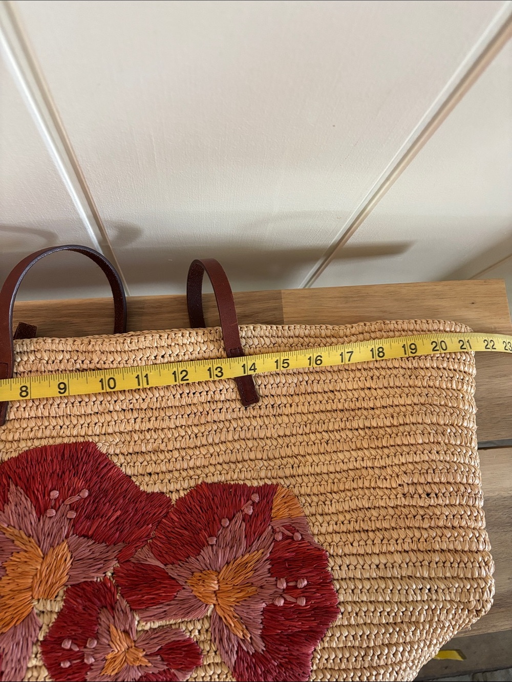 Sezane RARE Jumbo Raffia Tote Floral‎ - Picture 6 of 6